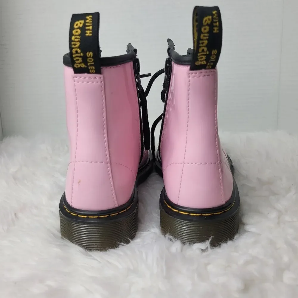 Dr. Martens Air Wair Kids Combat Boots Size 3 Pink Patent Boots Bouncing Soles